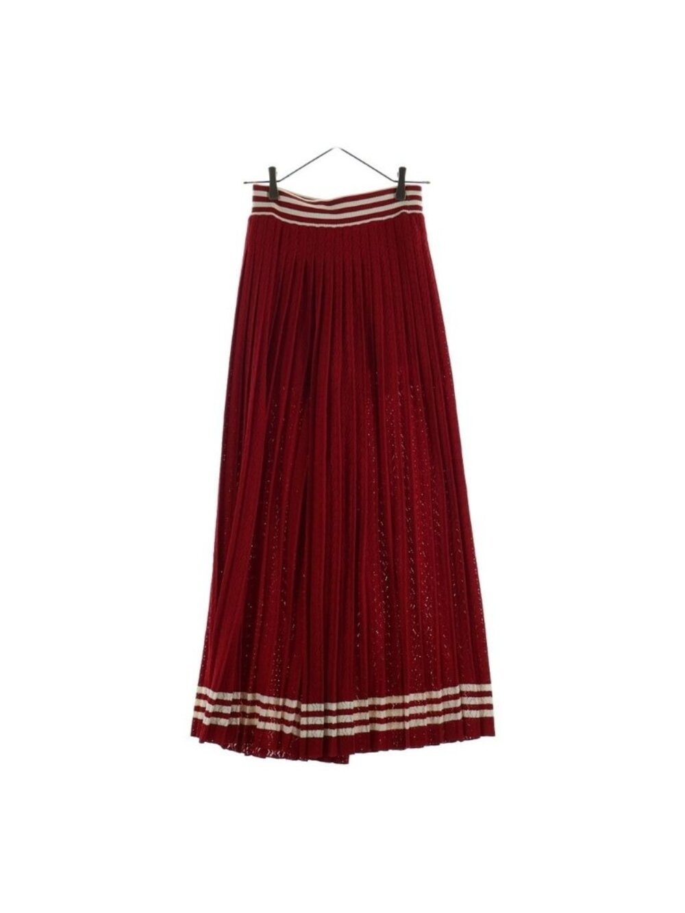 Gucci Adidas Collaboration Lace Pleated Wide Pants Red White Cotton